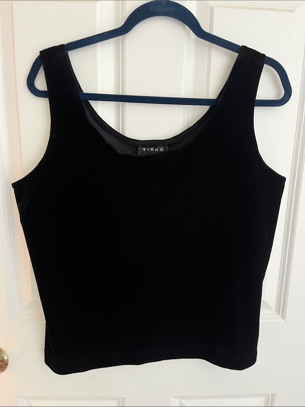 Virgo Black Velvet Scoop Neck Tank